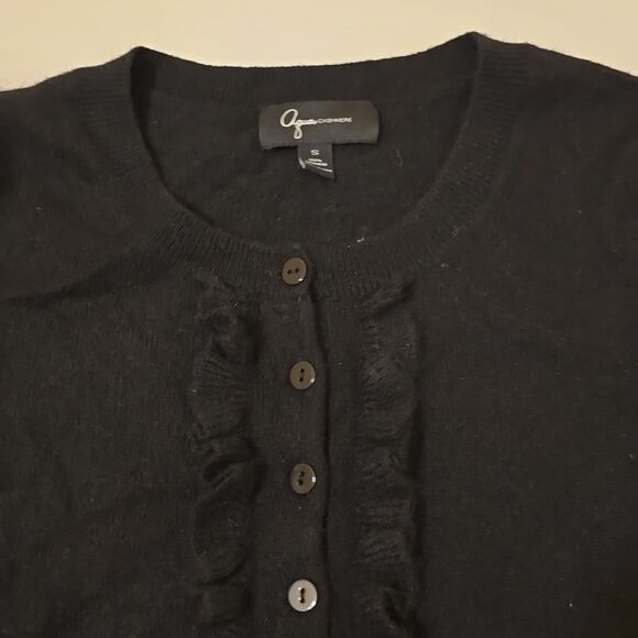 Aqua Cashmere short sleeve sweater with ruffle, sz S - Picture 3 of 9